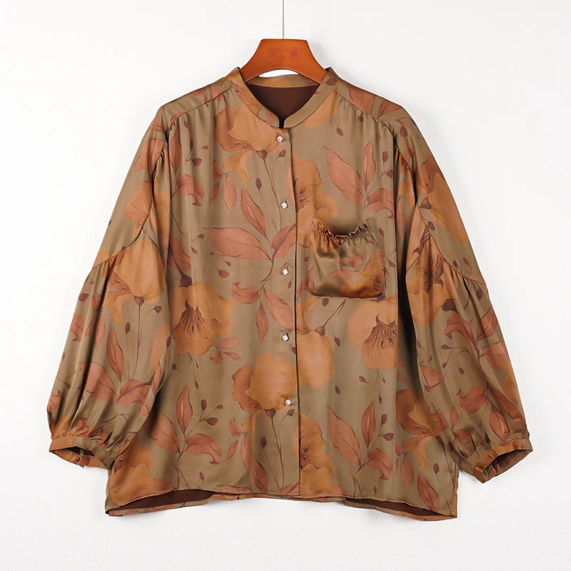 【知秋】复古新中式香云纱桑蚕丝中式国风大袖笼上衣