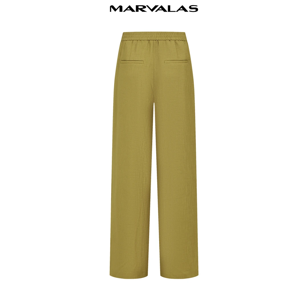 【商场同款】曼德诗高腰阔腿裤2024夏季新款纯色时尚百搭休闲长裤