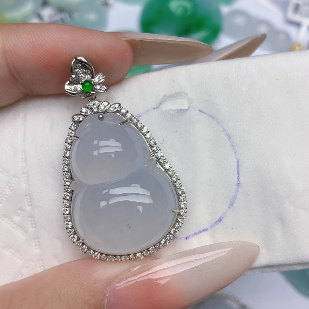 翡翠18K金镶嵌颈饰天然缅甸翡翠a货百元以上9元证书费自理