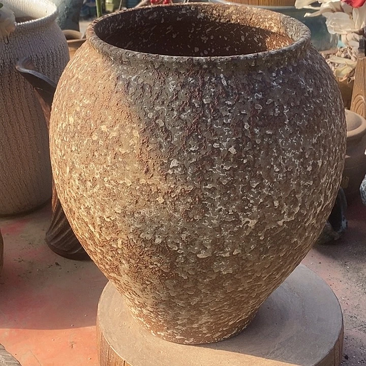 紫砂花盆口20高度31复古