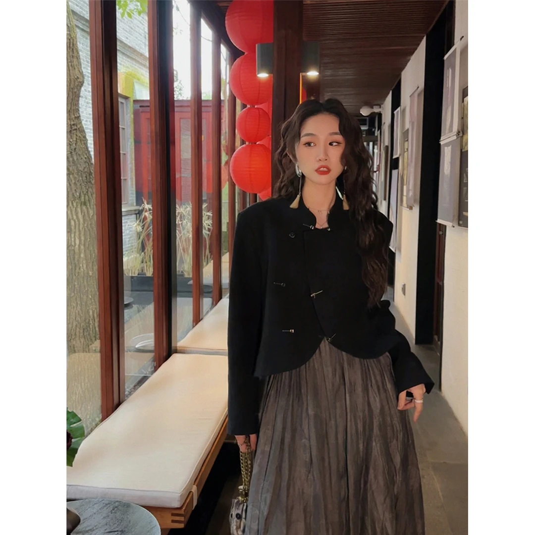【勇哥专属】三吉黑花【如烟织梦】新中式女装短外套女春秋款2024新中