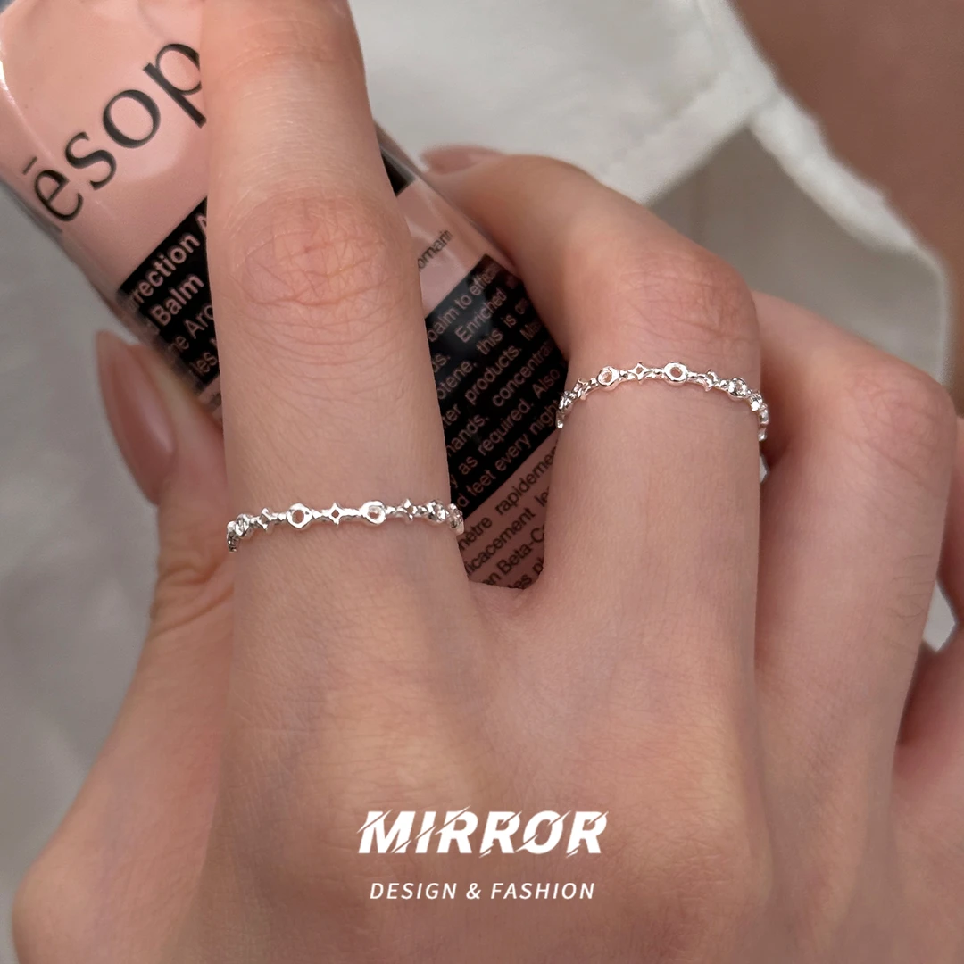 小麋人 925银戒指 CJ3588镂空星芒戒指女指环尾戒小众文艺设计