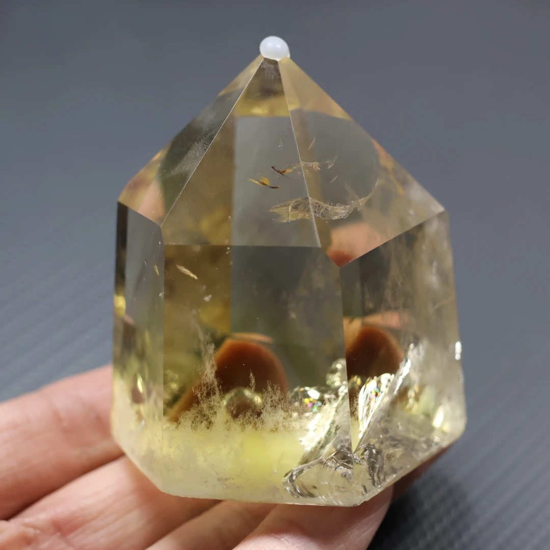 天然黄水晶柱摆件