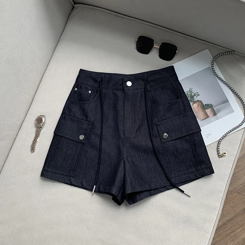 【南油子宸】抽绳系带A字工装短裤女高腰显瘦口袋设计感短裤 800977