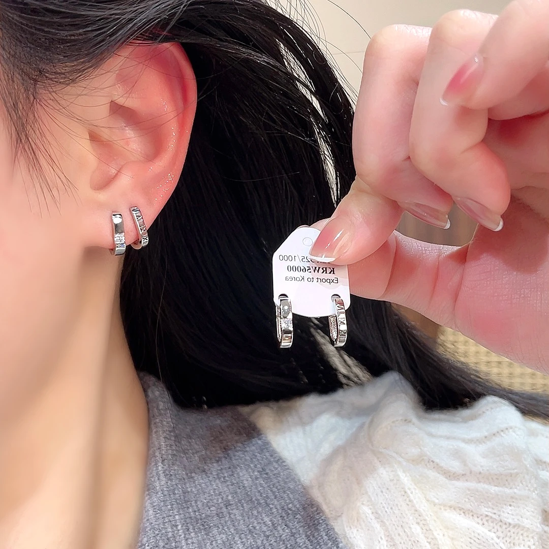 【澄意饰品】【四件套】罗马数字U型耳环时尚百搭小众叠带冷淡风-905