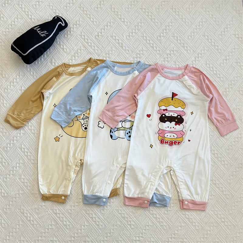 25夏季新品韩版卡通冰感婴儿连体衣薄款新生宝宝莫代尔爬服6个月