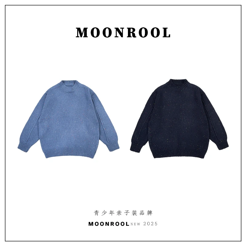 男大童毛衣2025新款青少年针织衫冬季洋气羊毛衫男童女童亲子装
