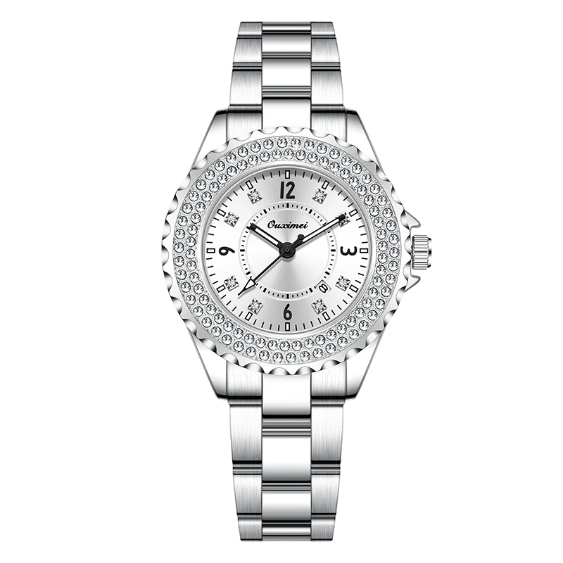 时尚经典奢华精美小香风夜光女士防水手表-6661白