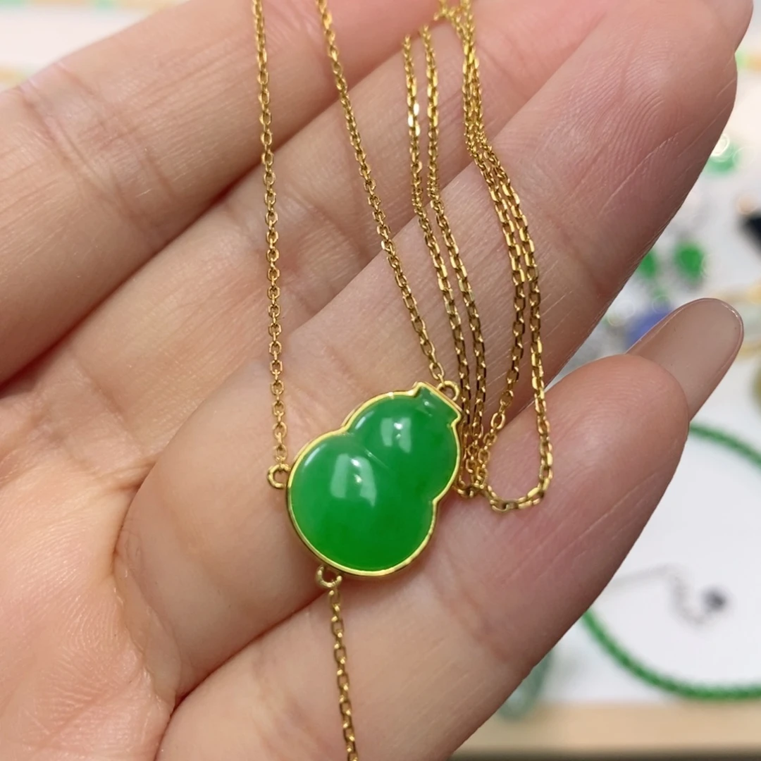 翡翠18K金镶嵌吊坠(不含链)