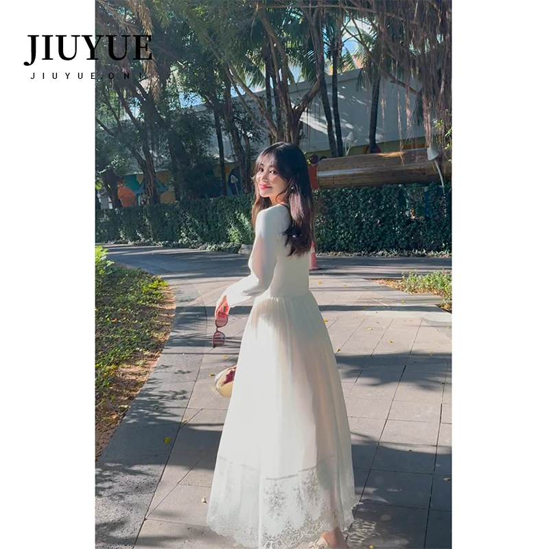 九月Oni【雪山晨曦】白色连衣裙女超显瘦气质设计感Q061A25