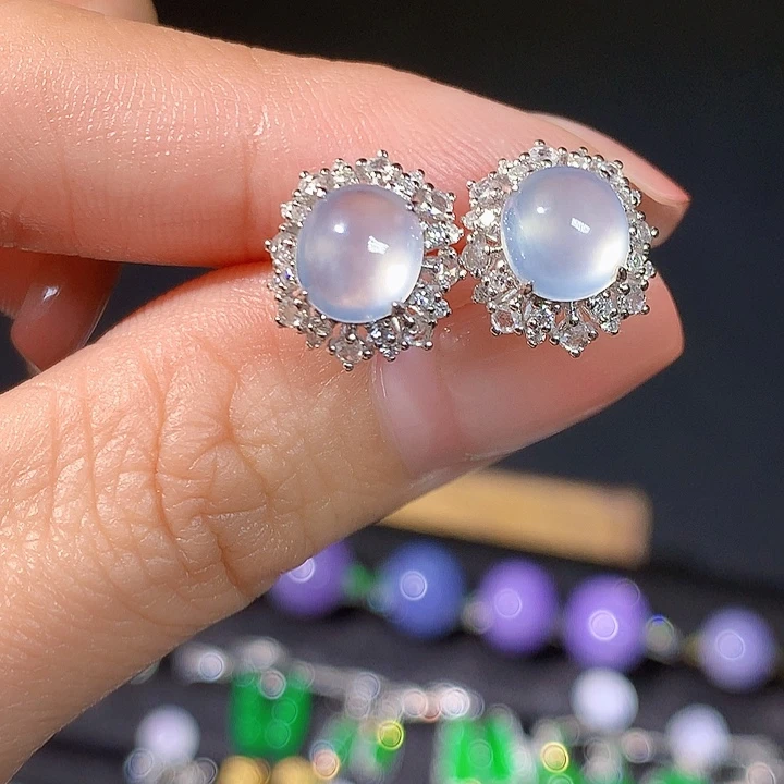 翡翠18K金镶嵌耳饰