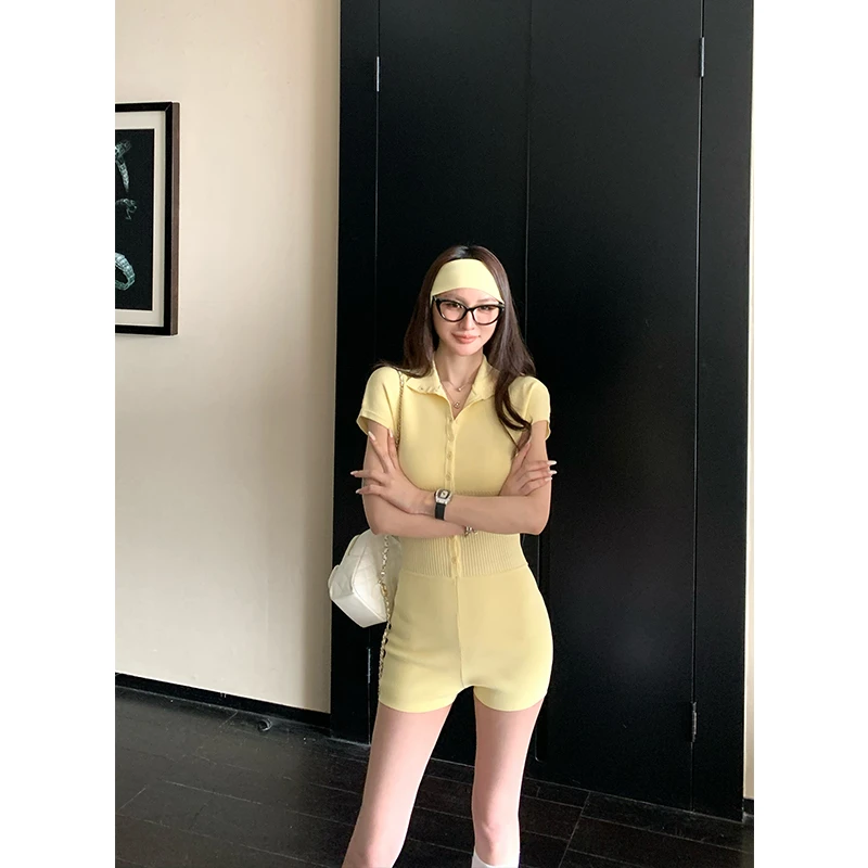SKKStore 澳网千金 老钱风高弹透气运动衣短袖网球针织连体衣