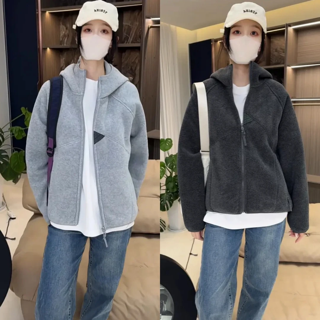 重磅双面摇粒绒立体裁剪冬季加厚防风保暖男女情侣款户外连帽外套