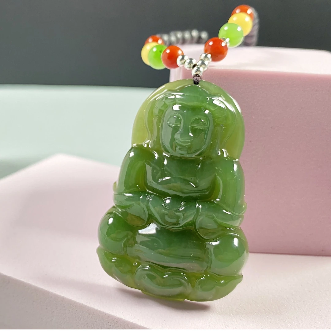 石惑珠宝·和田玉观音吊坠#多样性发一