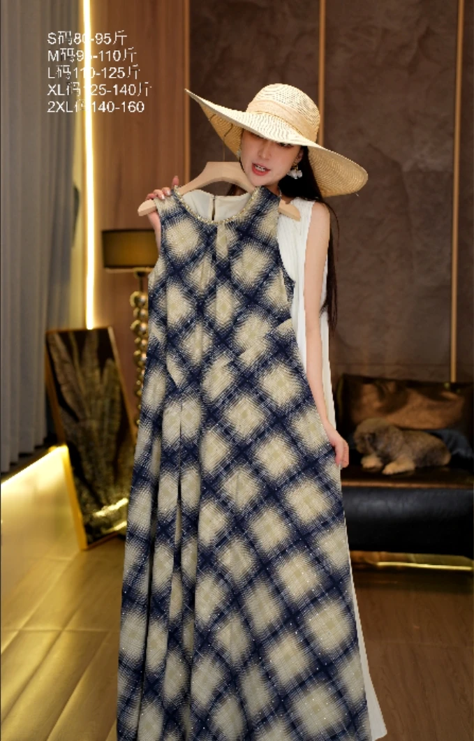 【林仙仙】不规则法式复古格纹夏季设计感修身背心连衣裙Y260040