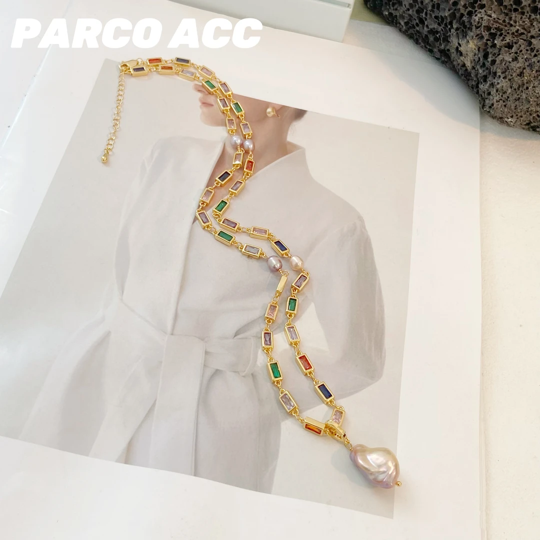 铜合金项链 TB316  RENE ROCHAS 多彩冰糖巴洛克项链