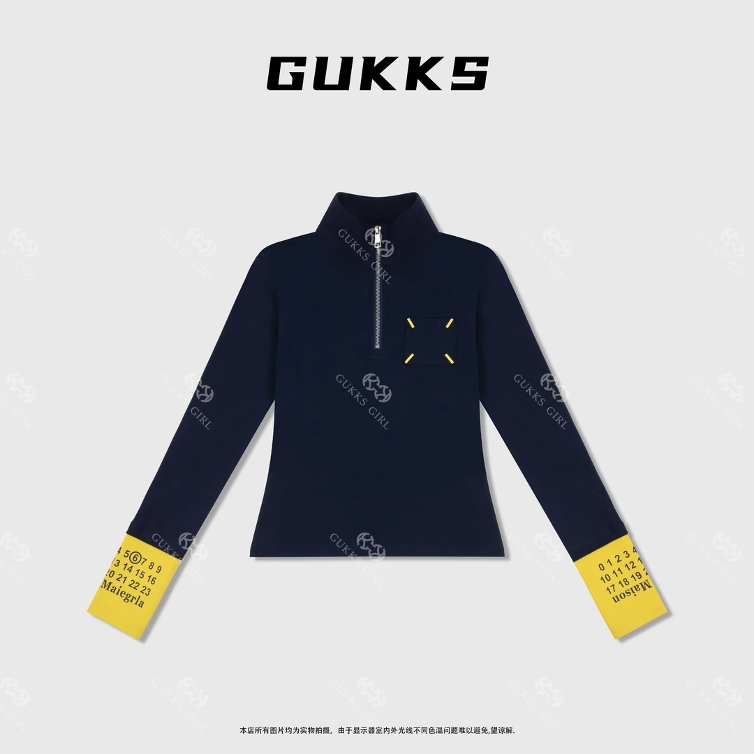 娜娜GUKKS『数字时尚』2025早春舒适休闲风T恤女士长袖立领打底衫