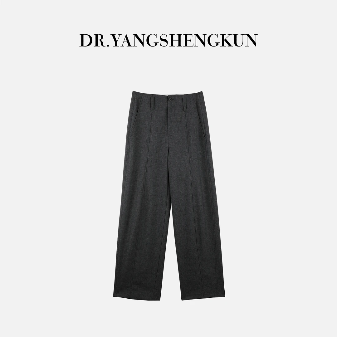 杨圣坤2025新品羊毛混纺简约通勤高腰直筒显瘦休闲裤女SL2581802