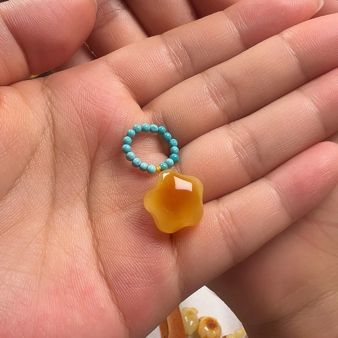 蜜蜡颈饰未镶嵌正***张星星跑环