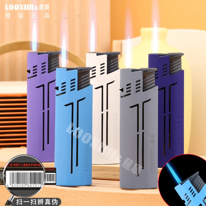 新款糖果色系金属套可充气耐用蓝焰直冲防风打火机创意家用打火机