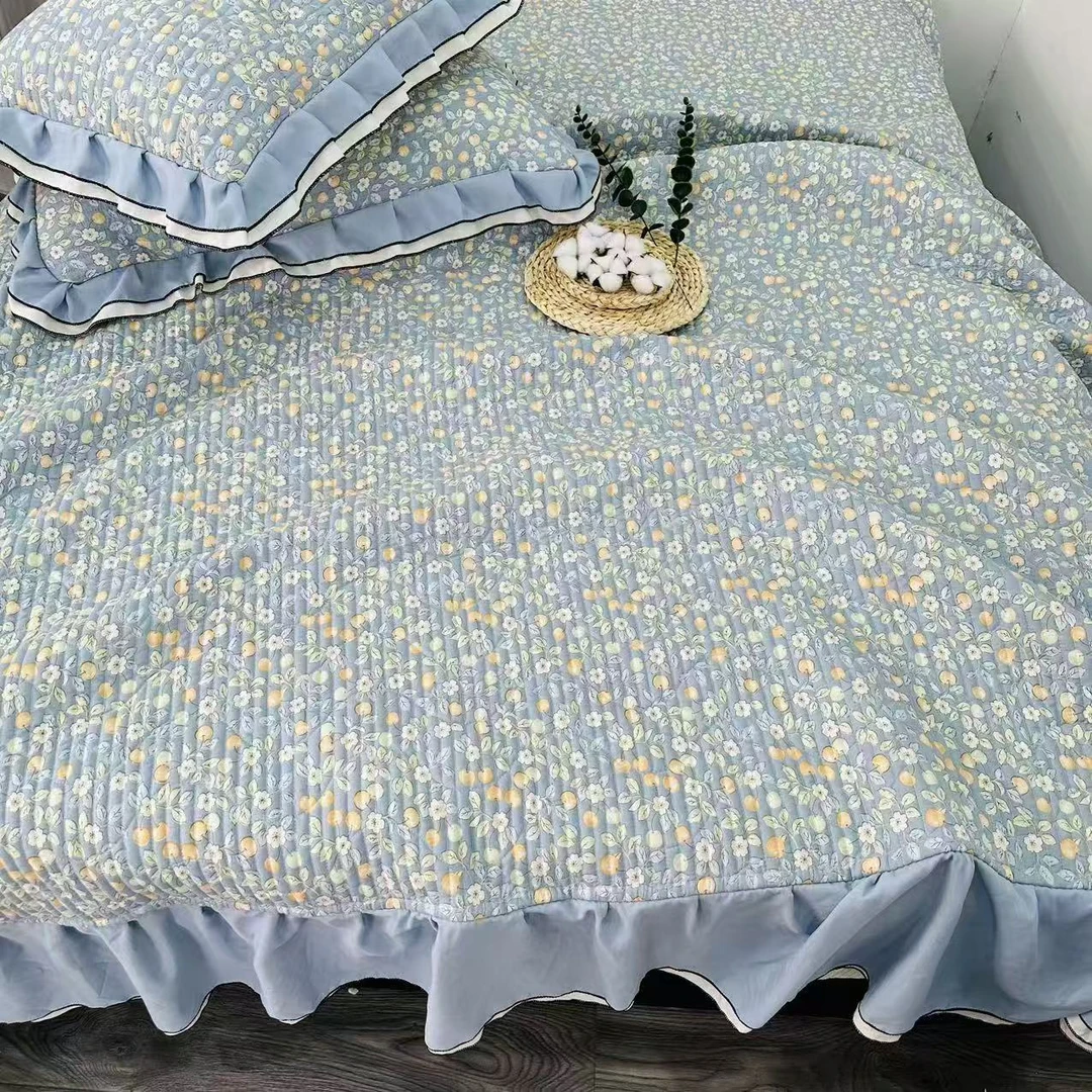 【618专享】组合-小香丝加大床盖250*270夹棉加厚可机洗韩版绗缝