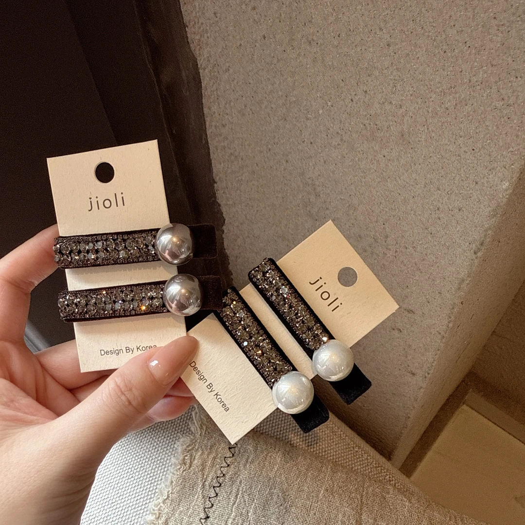 jioli/椒莉高级感超闪水钻对夹一字夹气质百搭刘海夹发卡女鸭嘴夹