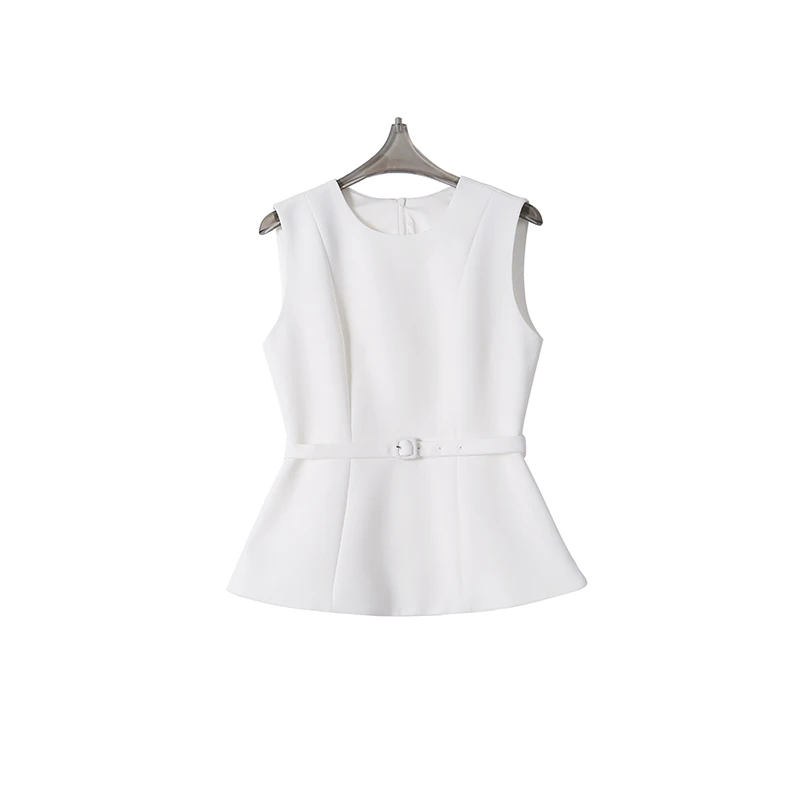25春夏新款时尚无袖百搭白色女士夏季修身职业上衣CEA6507