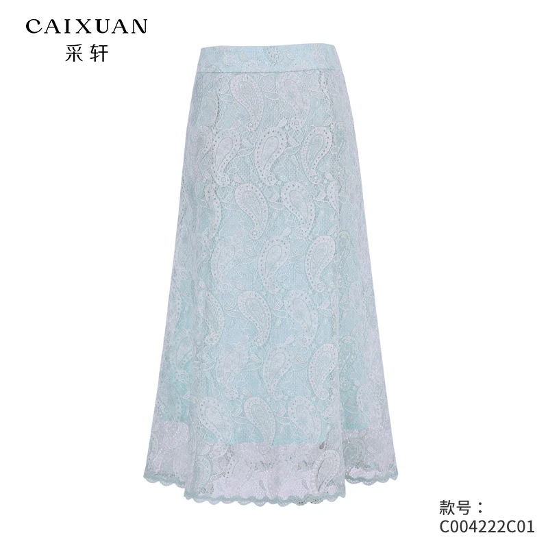 法式气质高腰蕾丝半身裙优雅设计显瘦伞摆裙子女夏季