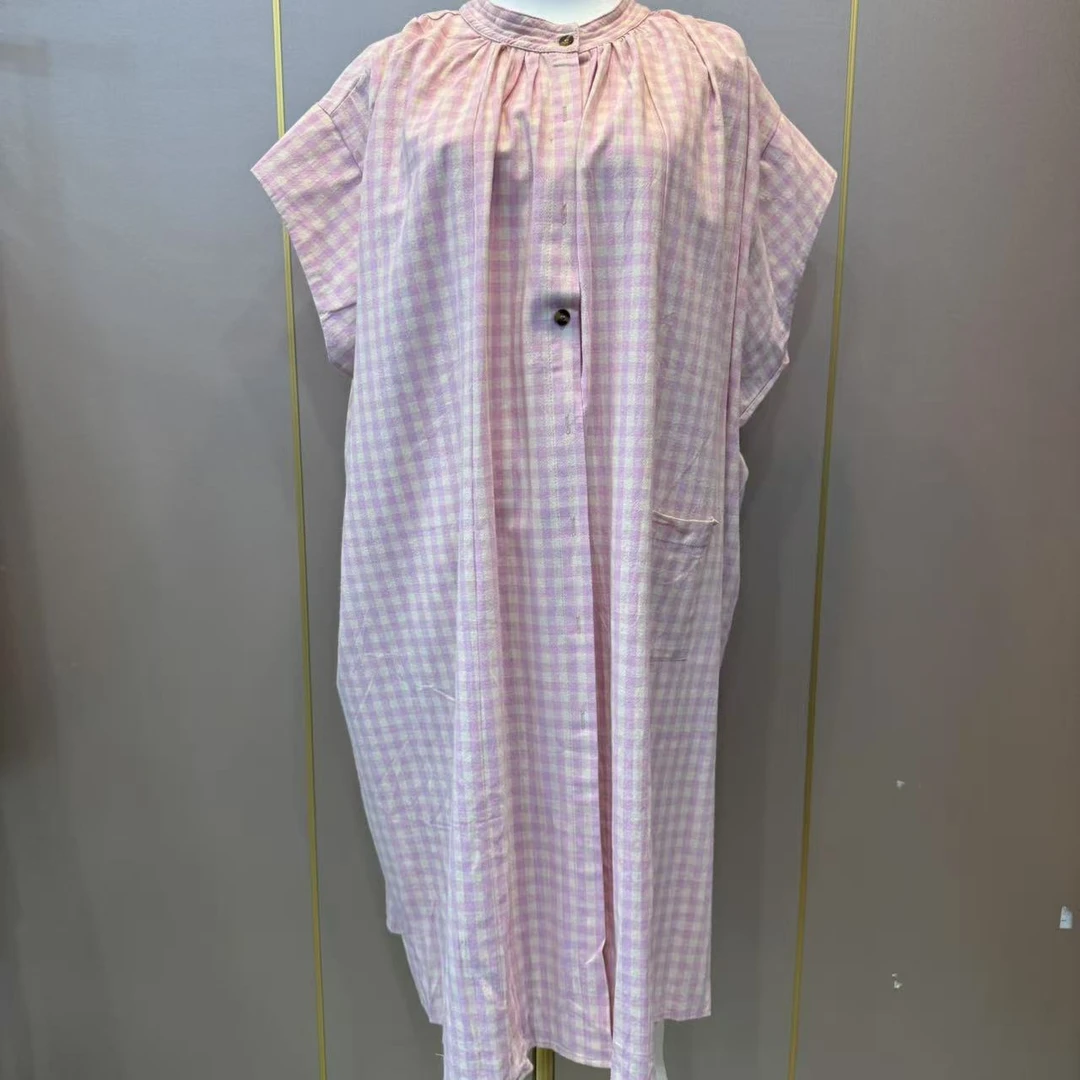 S8411 格子小飞袖加长款时尚女士家居服女装休闲