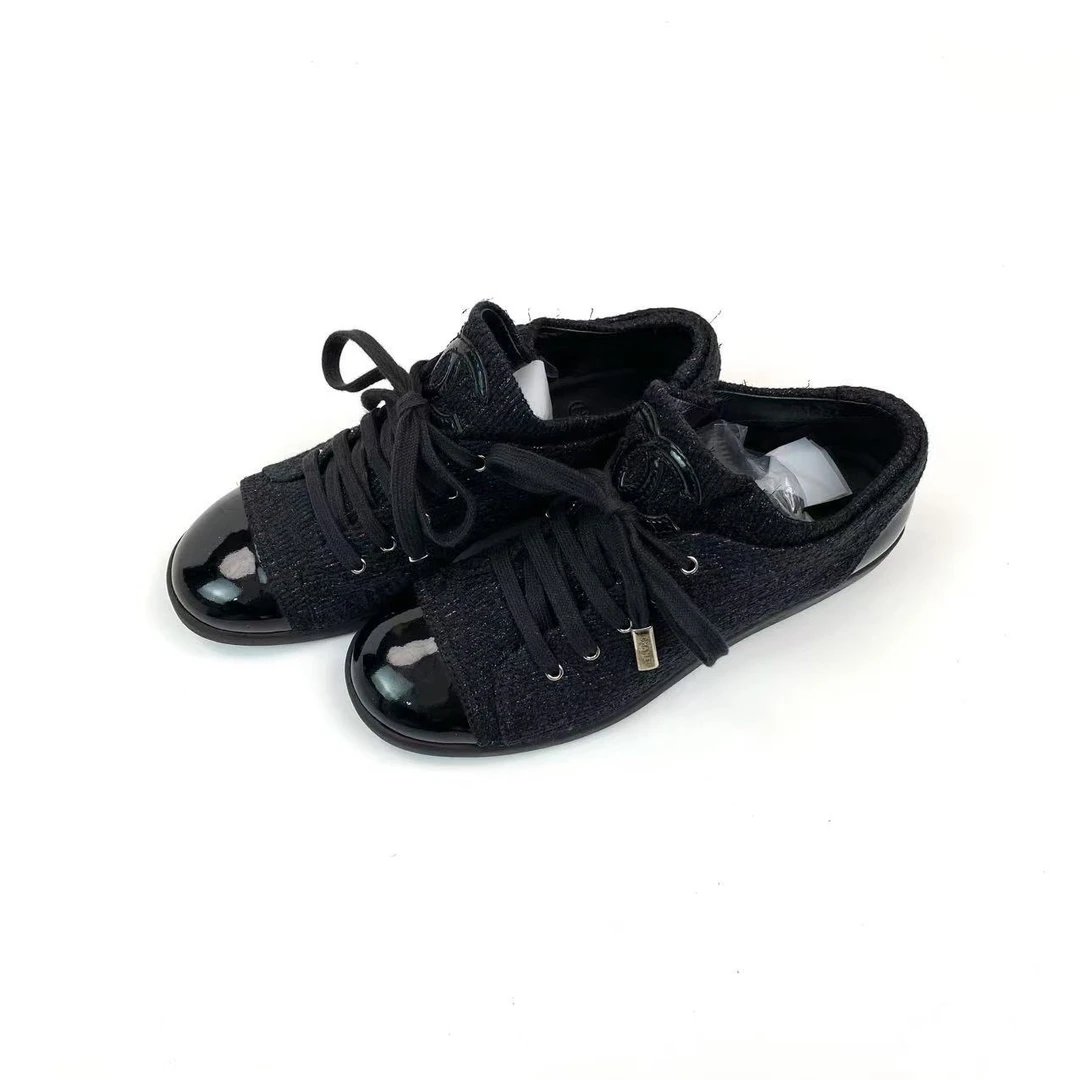 99新 Chanel/香奈儿  qq320 双C logo编织休闲鞋 37码