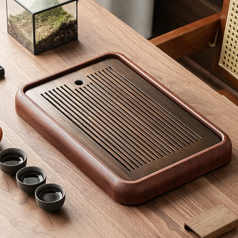 小型茶盘家用客厅茶托盘干泡台单块长方形竹制茶具沥水盘泡茶茶台