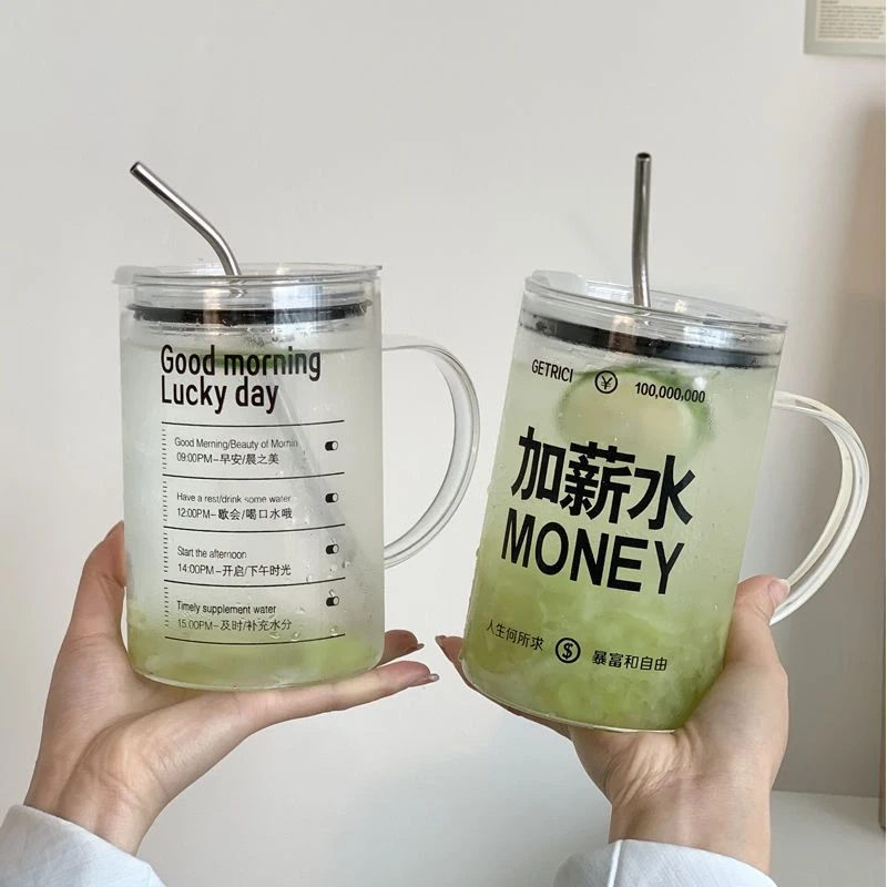 1000ml大容量玻璃杯上班族网红简约家用水杯女ins高颜值吸管杯m