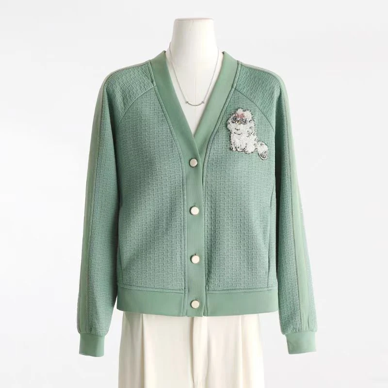 宽松型常规刺绣针织衫外搭长袖秋季气质休闲秋冬宽松百搭春季