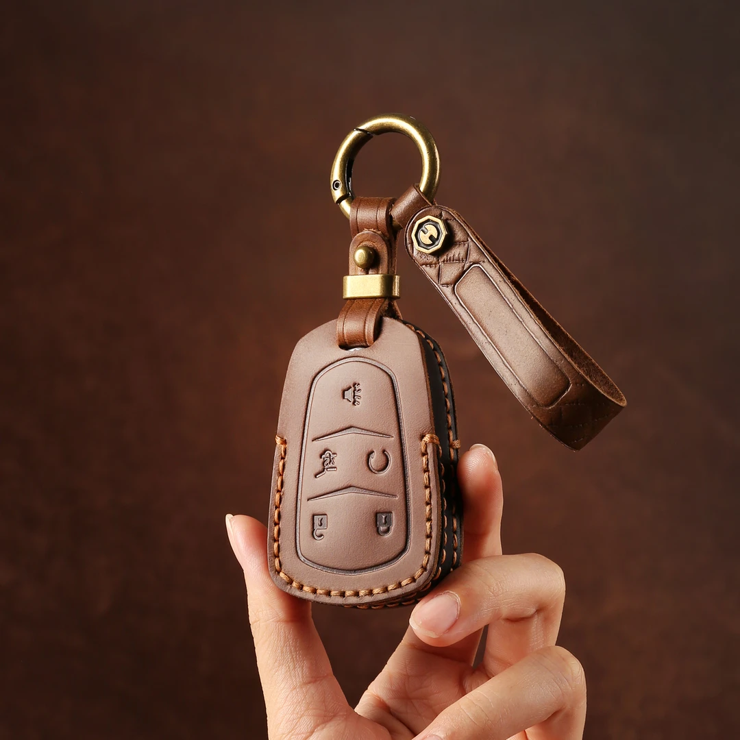 双缝线凯迪拉克车匙套XT5/CT5/XT4/CT6/XTS专用手工真皮保护壳包