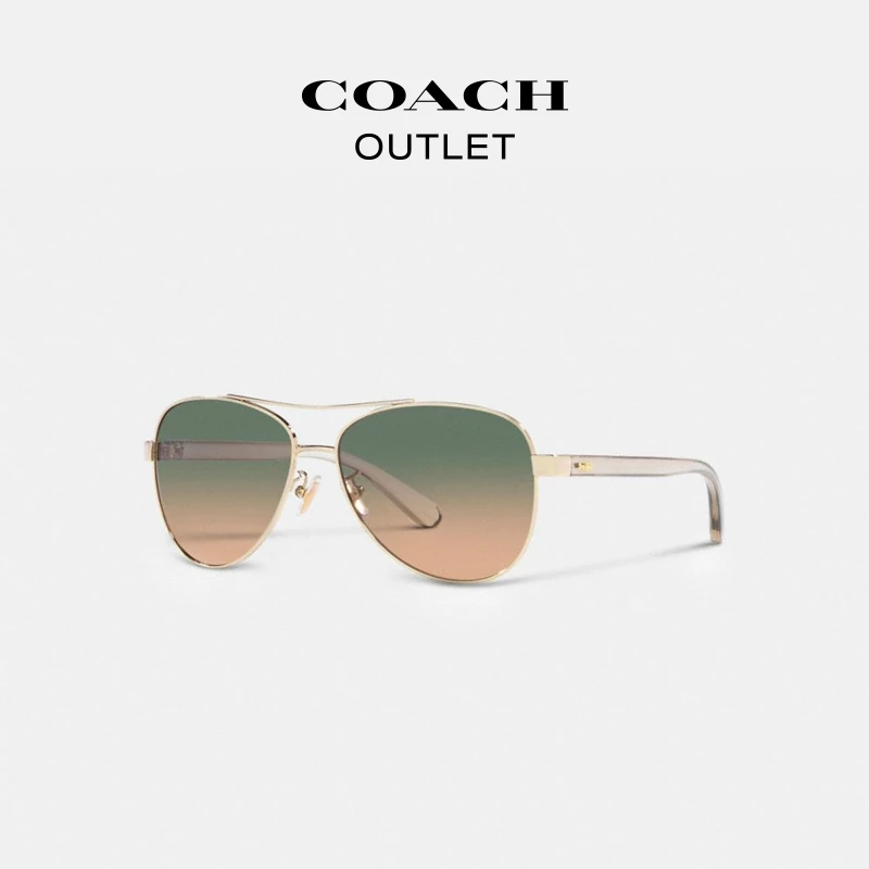COACH/蔻驰奥莱 个性时尚潮流经典复古马车图案飞行员太阳眼镜