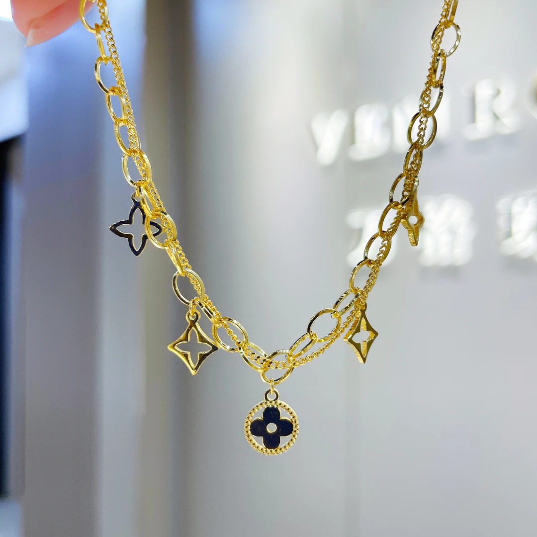 5G足金老花流苏手链00839