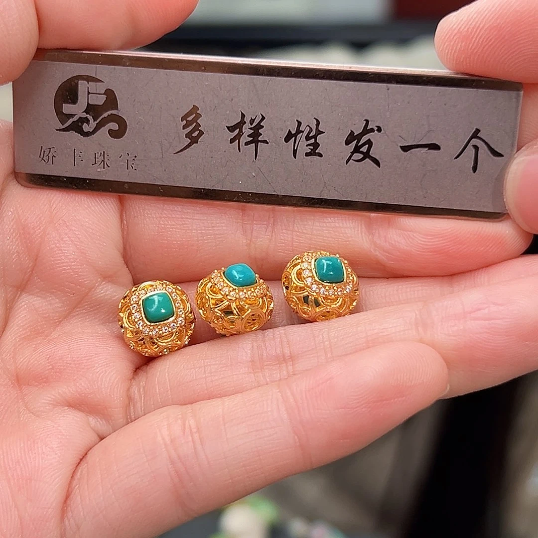 绿松石珠宝奇石18K金镶嵌发一件，多样性发货