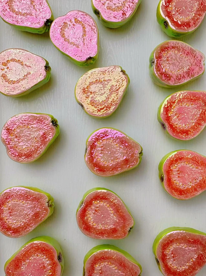 (定制电镀苹果木瓜，芭乐)仿真树脂水果小摆件