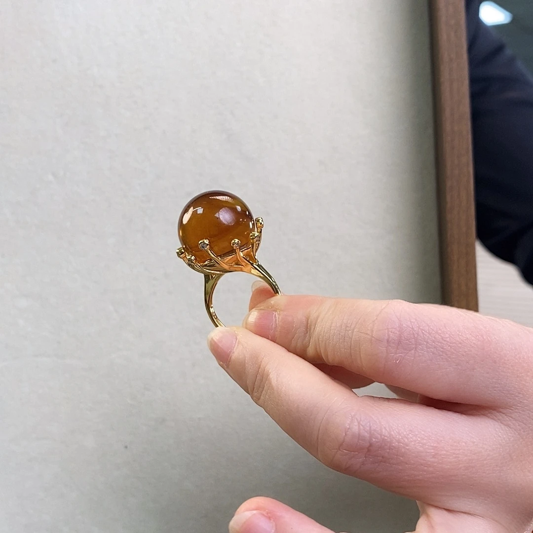 琥珀戒指银S925镶嵌00000000