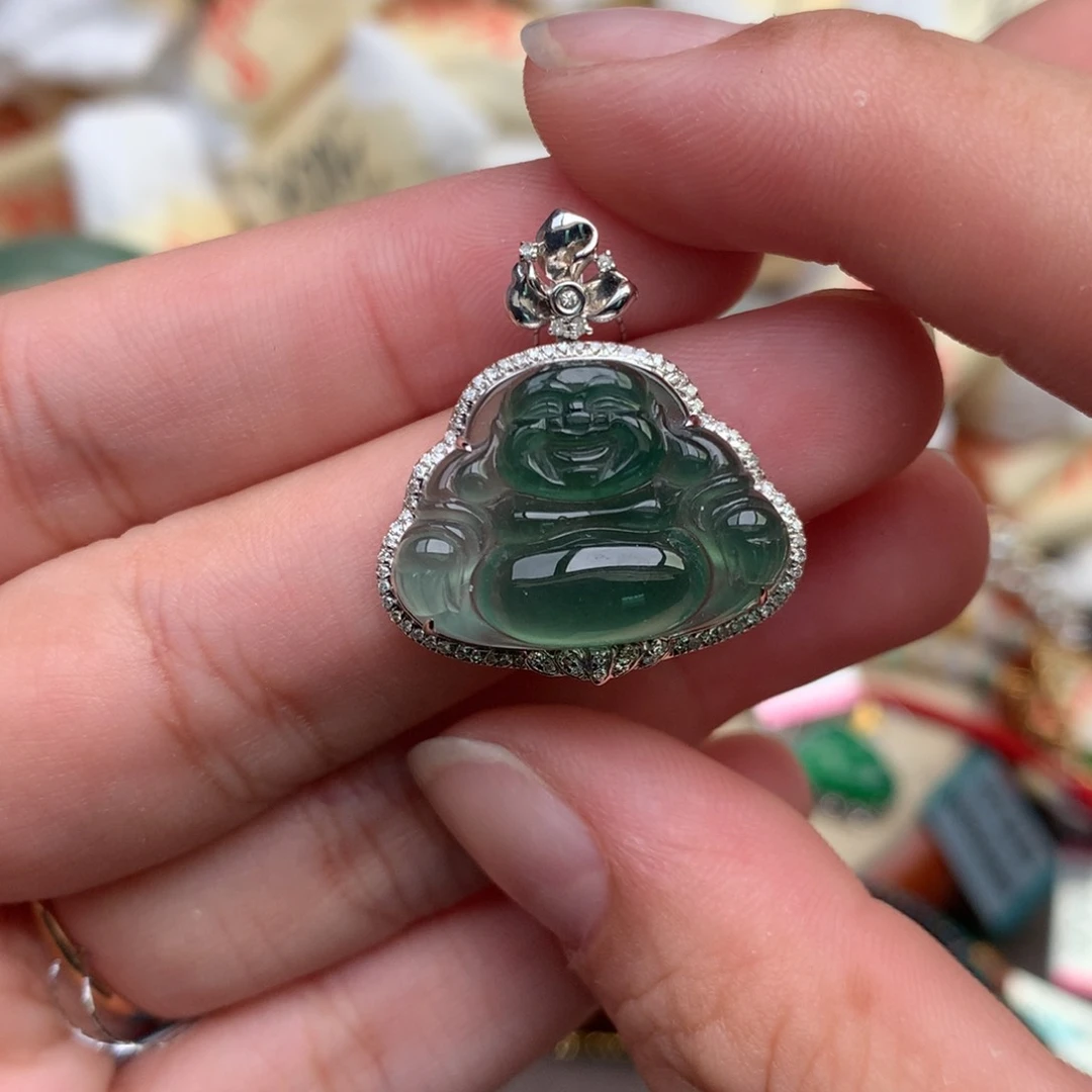 【闪购商品】翡翠挂件18K金镶嵌一