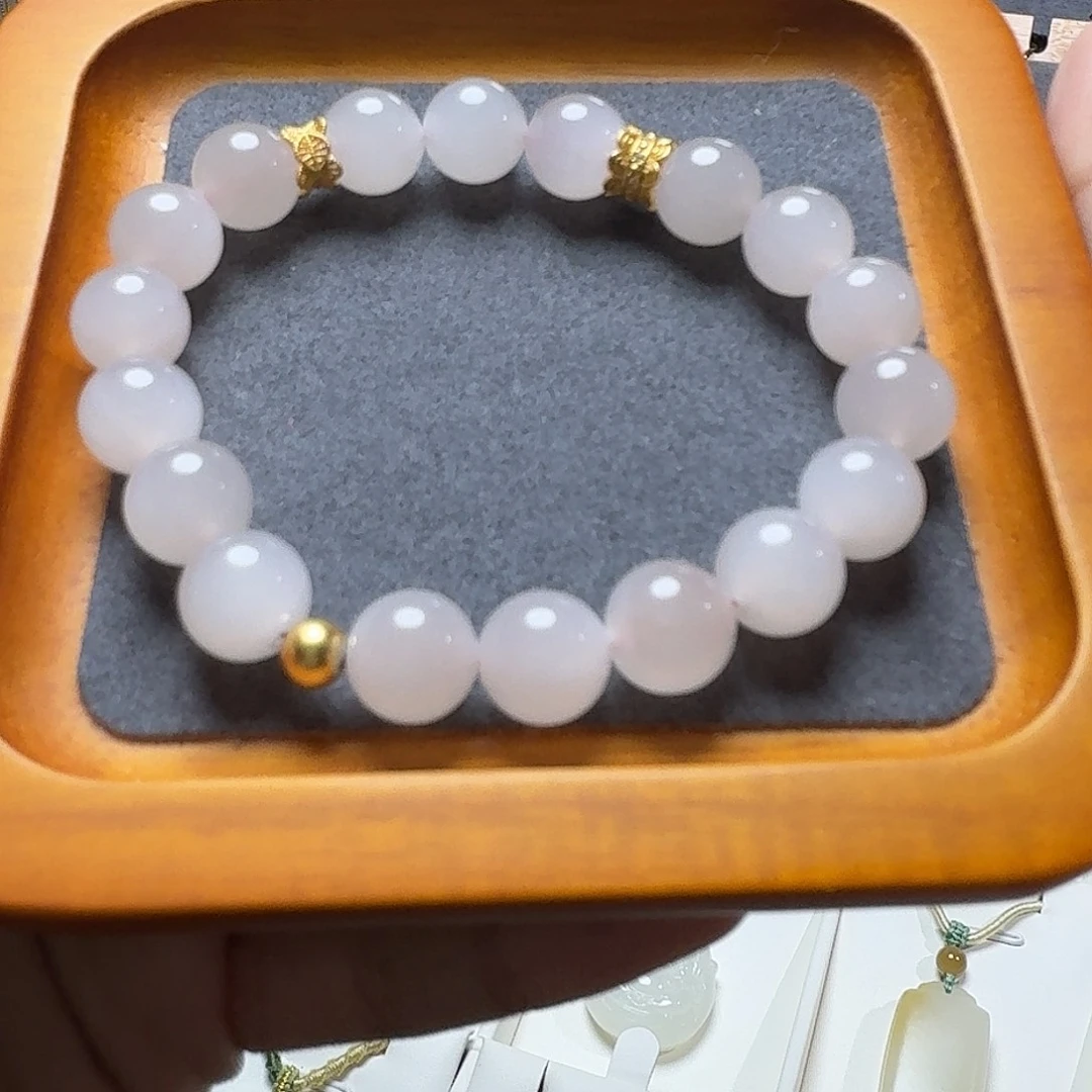 锡***头未镶嵌手串和田玉卡10藕粉手串