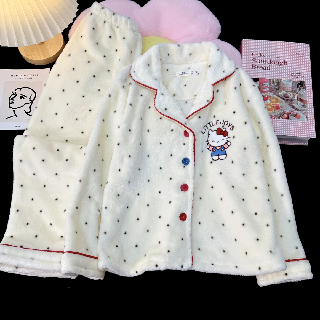 女童法兰绒睡衣秋冬季加绒加厚中大童初中生女孩珊瑚绒家居服套装