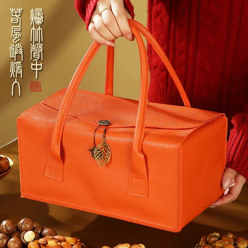 故时光坚果礼盒新年送礼年货送长辈零食大礼包精致皮包春节走亲戚