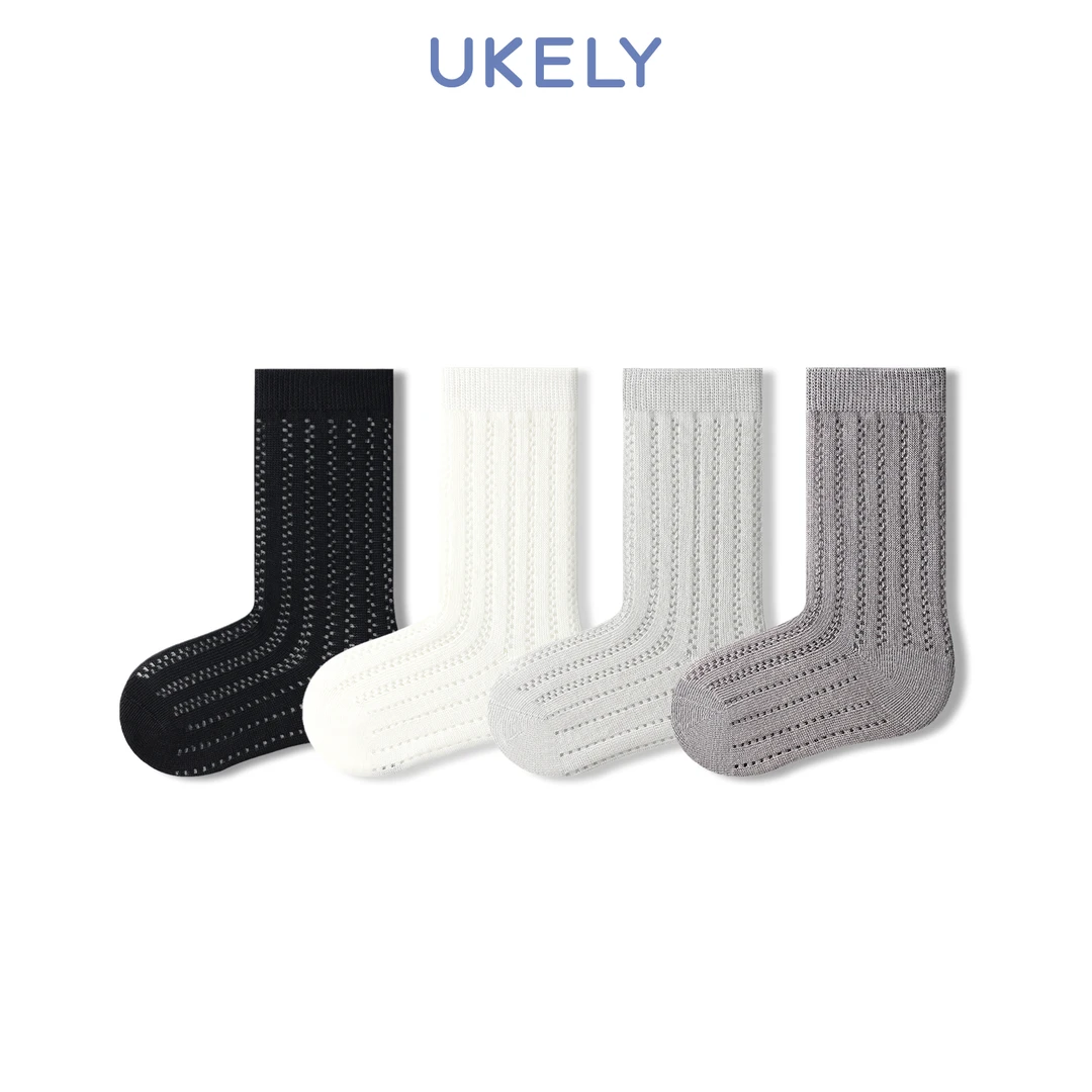 儿童中筒袜夏季薄款男童透气网眼袜夏天防臭运动吸汗无骨棉袜子