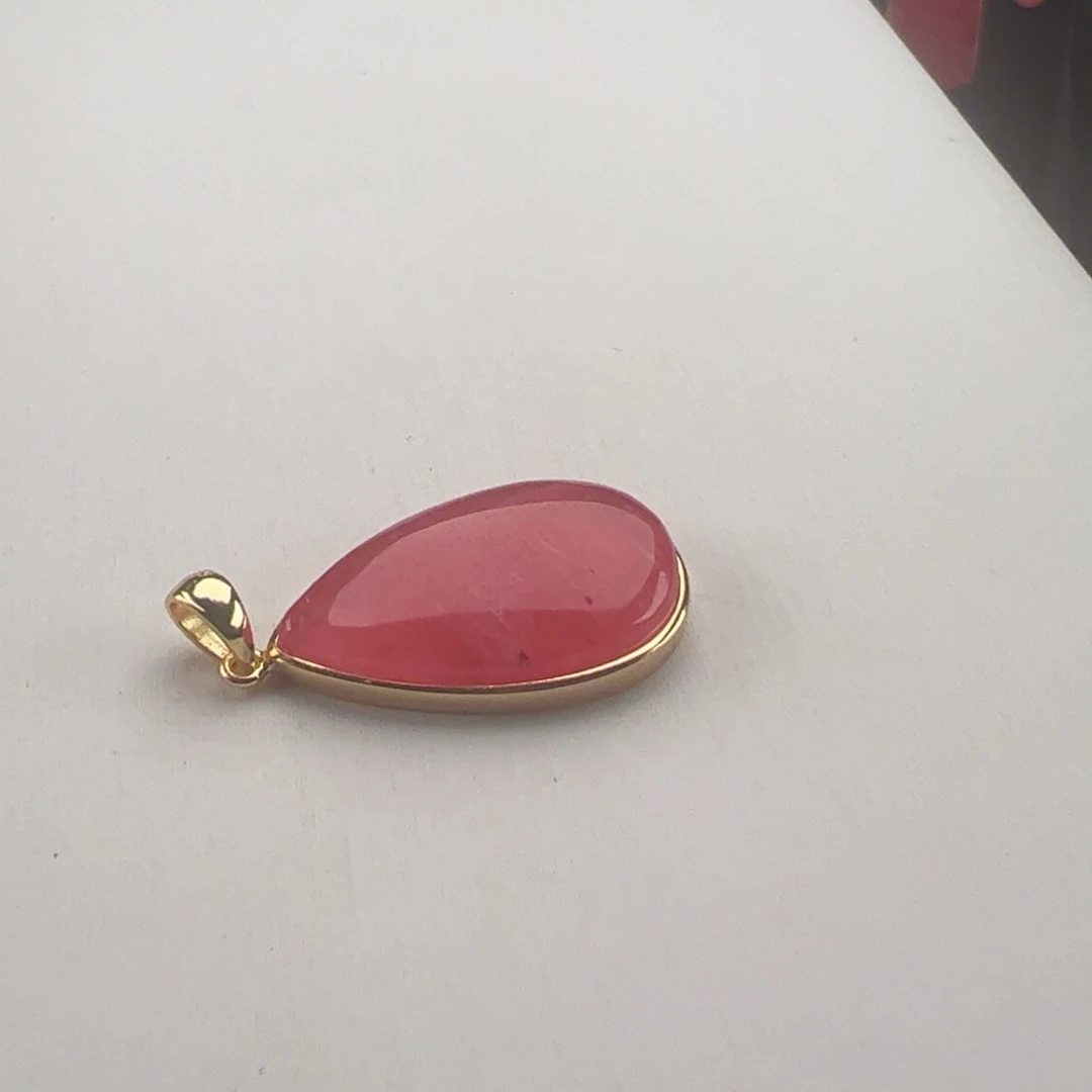 菱锰矿（红纹石）银S925镶嵌吊坠(赠链)