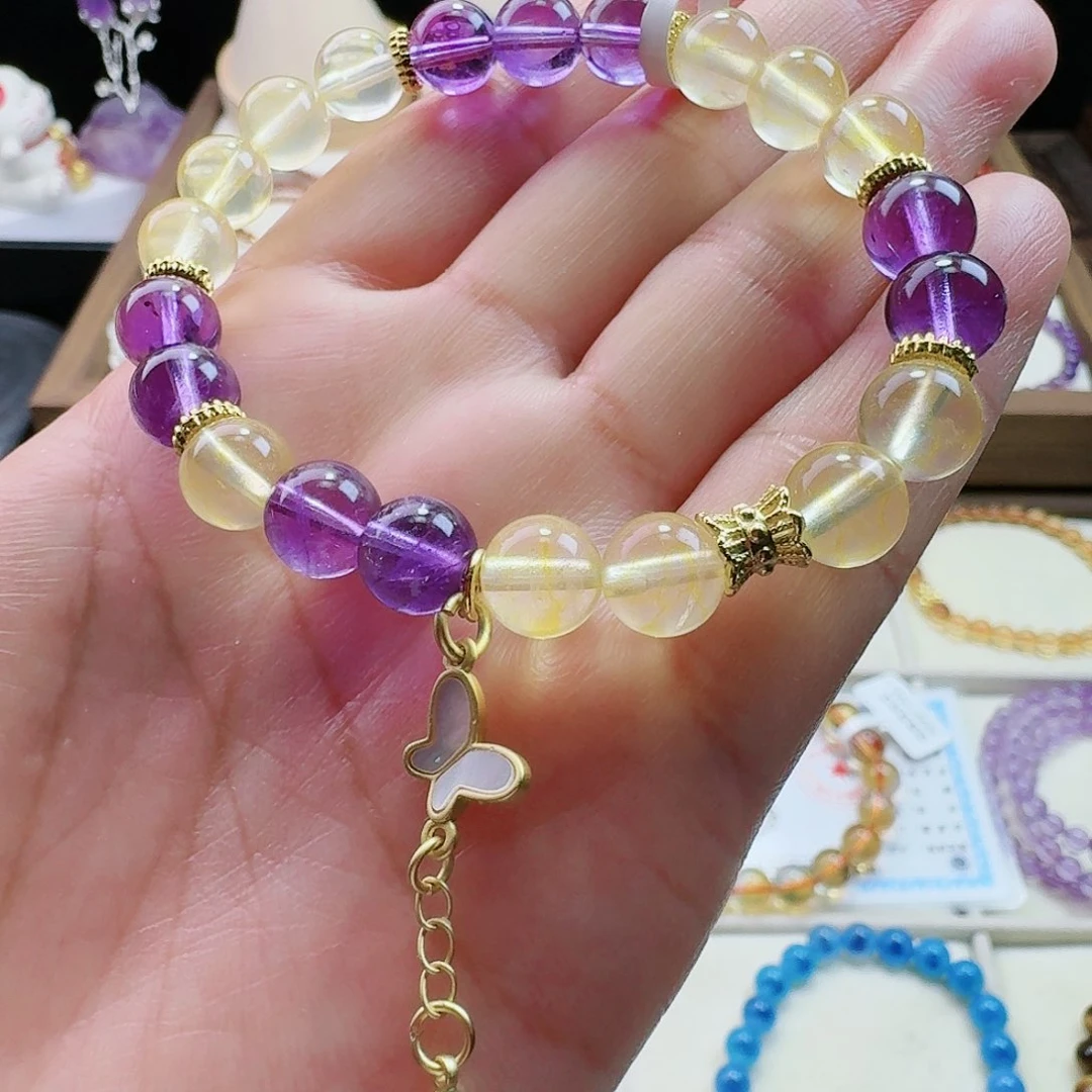 水晶手链未镶嵌紫黄水晶设计款