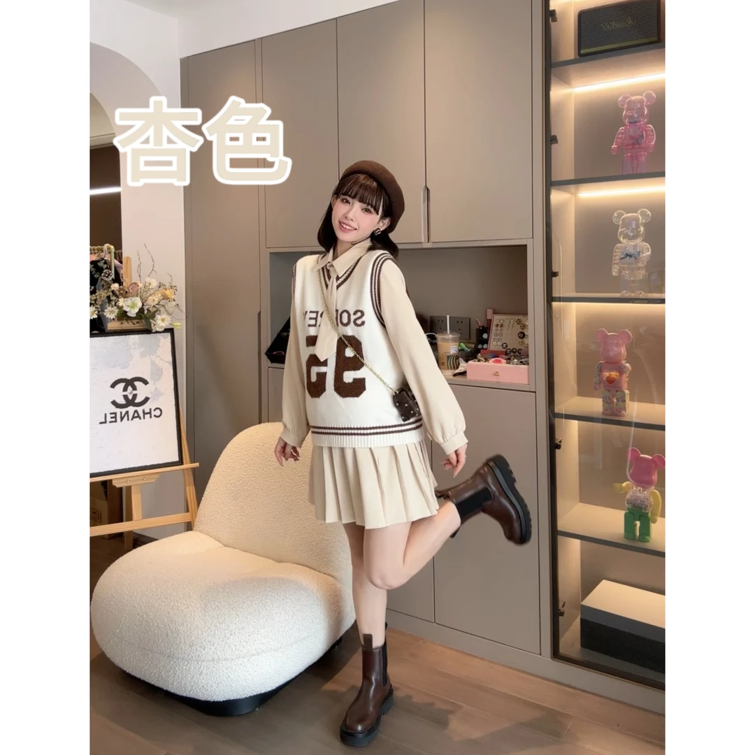 【秋日摩卡】娜娜的孕期穿搭/孕妇装马甲百褶连衣裙