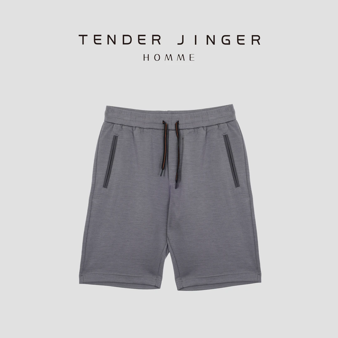 Tender Jinger【男士】夏季静奢精仿绵羊毛透气休闲短裤T57LKF18113
