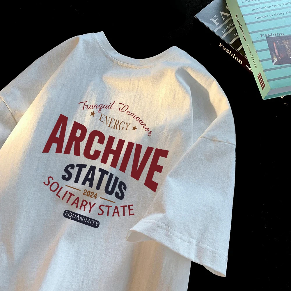 重磅纯棉短袖-ARCHIVE 男女潮牌宽松百搭圆领上衣潮流T恤