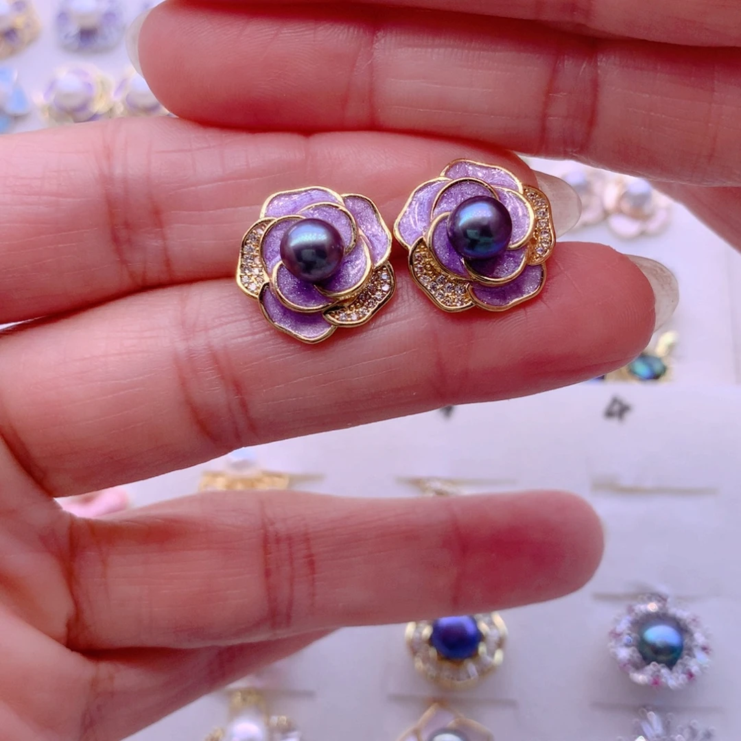 淡水珍珠合金耳饰